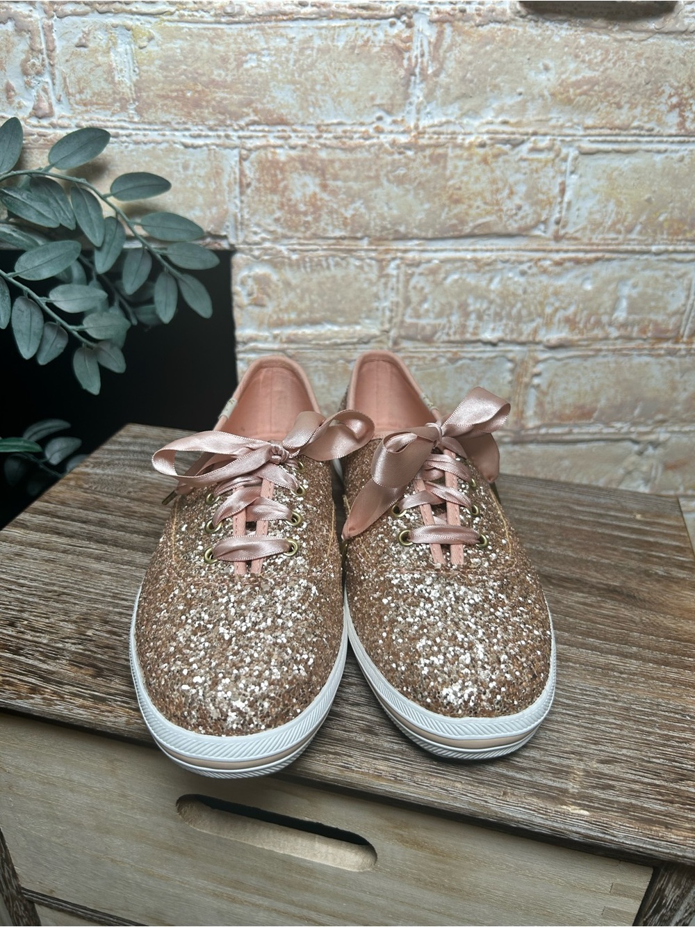 Keds x Kate Spade New York Champion Glitter Sneakers Rose Gold Size 6.5 #41 - Picture 4 of 10